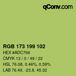 Color code: RGB 173 199 102 | qconv.com