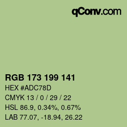 カラーコード: RGB 173 199 141 | qconv.com
