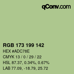 Color code: RGB 173 199 142 | qconv.com