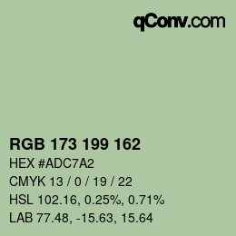 Color code: RGB 173 199 162 | qconv.com