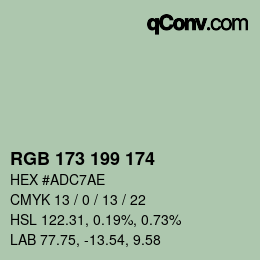 カラーコード: RGB 173 199 174 | qconv.com