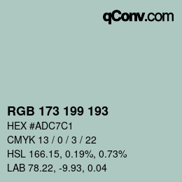 颜色代码: RGB 173 199 193 | qconv.com