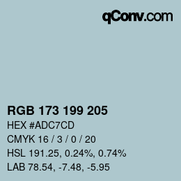 颜色代码: RGB 173 199 205 | qconv.com