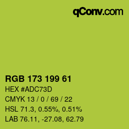 カラーコード: RGB 173 199 61 | qconv.com