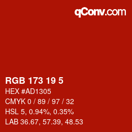 Color code: RGB 173 19 5 | qconv.com