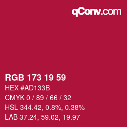 Color code: RGB 173 19 59 | qconv.com