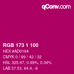 Color code: RGB 173 1 100 | qconv.com