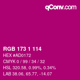 颜色代码: RGB 173 1 114 | qconv.com