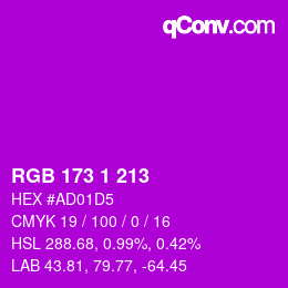 カラーコード: RGB 173 1 213 | qconv.com