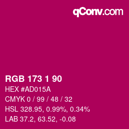 Color code: RGB 173 1 90 | qconv.com