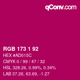 颜色代码: RGB 173 1 92 | qconv.com