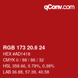 カラーコード: RGB 173 20.6 24 | qconv.com