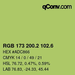 カラーコード: RGB 173 200.2 102.6 | qconv.com
