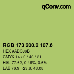 カラーコード: RGB 173 200.2 107.6 | qconv.com