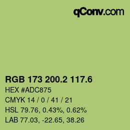 カラーコード: RGB 173 200.2 117.6 | qconv.com