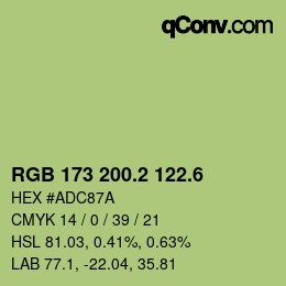 カラーコード: RGB 173 200.2 122.6 | qconv.com