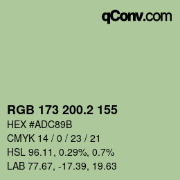 カラーコード: RGB 173 200.2 155 | qconv.com