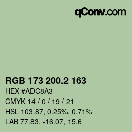 カラーコード: RGB 173 200.2 163 | qconv.com