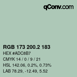 カラーコード: RGB 173 200.2 183 | qconv.com