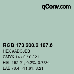 カラーコード: RGB 173 200.2 187.6 | qconv.com