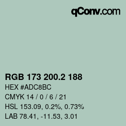 カラーコード: RGB 173 200.2 188 | qconv.com