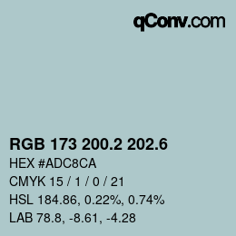 カラーコード: RGB 173 200.2 202.6 | qconv.com