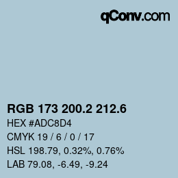 カラーコード: RGB 173 200.2 212.6 | qconv.com