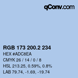 カラーコード: RGB 173 200.2 234 | qconv.com
