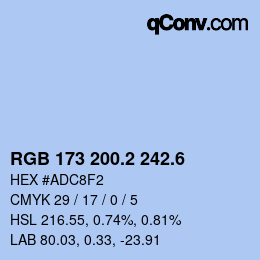 カラーコード: RGB 173 200.2 242.6 | qconv.com