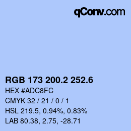 カラーコード: RGB 173 200.2 252.6 | qconv.com