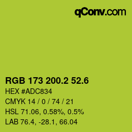 カラーコード: RGB 173 200.2 52.6 | qconv.com