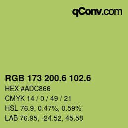 カラーコード: RGB 173 200.6 102.6 | qconv.com