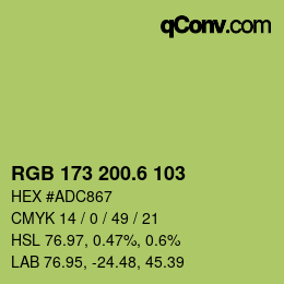 カラーコード: RGB 173 200.6 103 | qconv.com