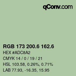 カラーコード: RGB 173 200.6 162.6 | qconv.com