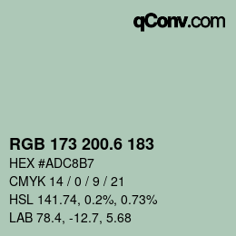 カラーコード: RGB 173 200.6 183 | qconv.com
