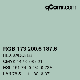カラーコード: RGB 173 200.6 187.6 | qconv.com