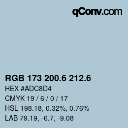 カラーコード: RGB 173 200.6 212.6 | qconv.com