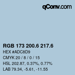 カラーコード: RGB 173 200.6 217.6 | qconv.com