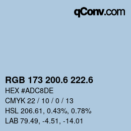 カラーコード: RGB 173 200.6 222.6 | qconv.com
