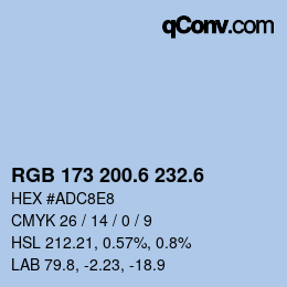 カラーコード: RGB 173 200.6 232.6 | qconv.com