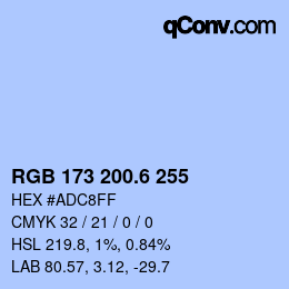 カラーコード: RGB 173 200.6 255 | qconv.com