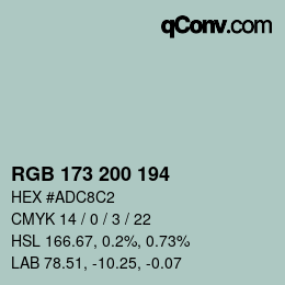 Color code: RGB 173 200 194 | qconv.com