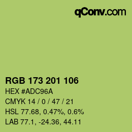 Color code: RGB 173 201 106 | qconv.com