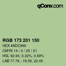 Color code: RGB 173 201 150 | qconv.com