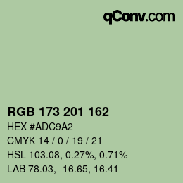 Color code: RGB 173 201 162 | qconv.com