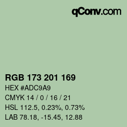 Color code: RGB 173 201 169 | qconv.com