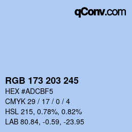 Color code: RGB 173 203 245 | qconv.com