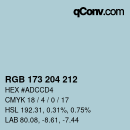 Código de color: RGB 173 204 212 | qconv.com