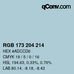 カラーコード: RGB 173 204 214 | qconv.com