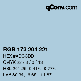 颜色代码: RGB 173 204 221 | qconv.com